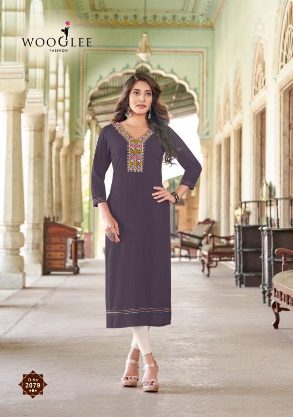 Wooglee Barbella Vol 12 Rayon Embroidery Kurti Collection